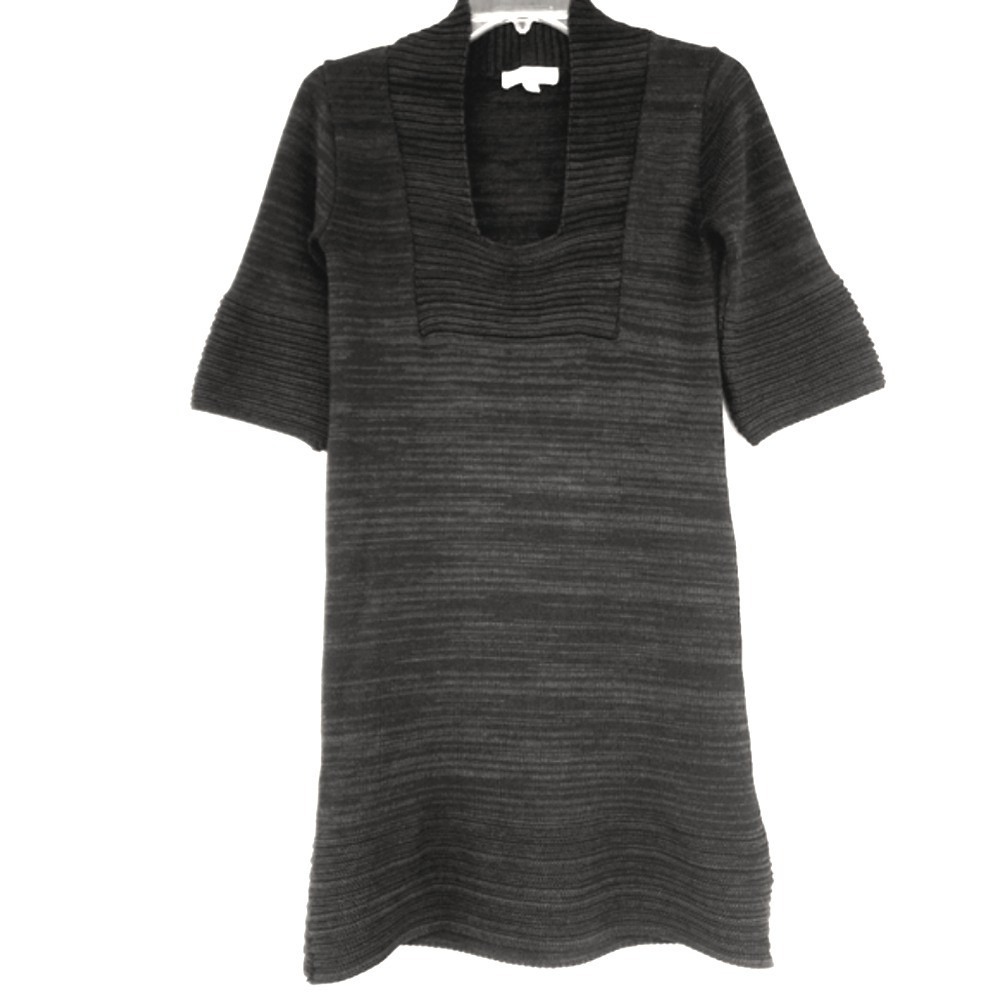 Kenar‎ Merino Wool Blend Sweater Dress  Medium brown Ribbed Knit Italy Short